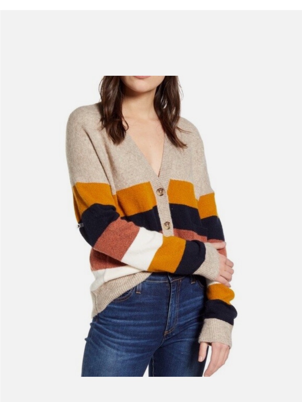 Madewell Kent Staunton Stripe Ex Boyfriend Cardigan Sweater | M